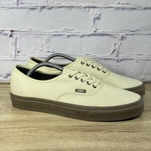 Vans Authentic Cream Beige Gum Sneakers Men's Size 11.5 Low Top Skate Shoes